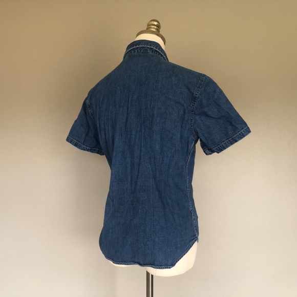 Eddie Bauer Small Petite Blue Jen Shirt Button Down Short Sleeves - Picture 7 of 10
